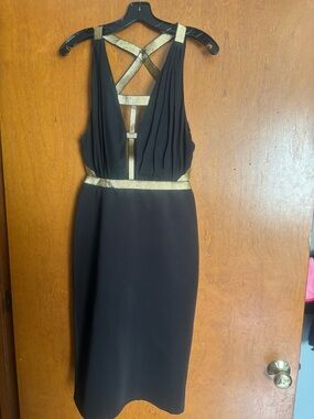 Love Culture Black Dress with Gold Accents and Strappy Back